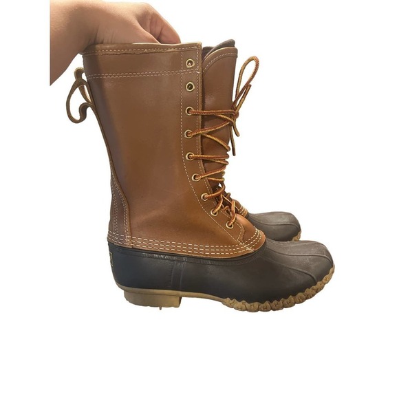 LL Bean Men's Size 7 Goretex Brown Tan Leather Rain Duck Bean Boots Medium Width - Picture 2 of 8